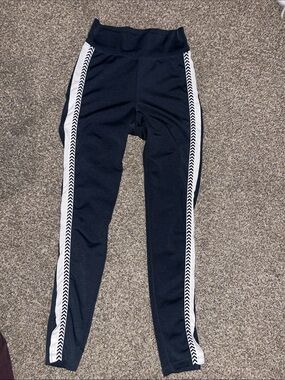 THE UPSIDE Navy Leggings with White Chevron Side Stripes